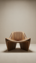 Sculptural Walnut Lounge Chair