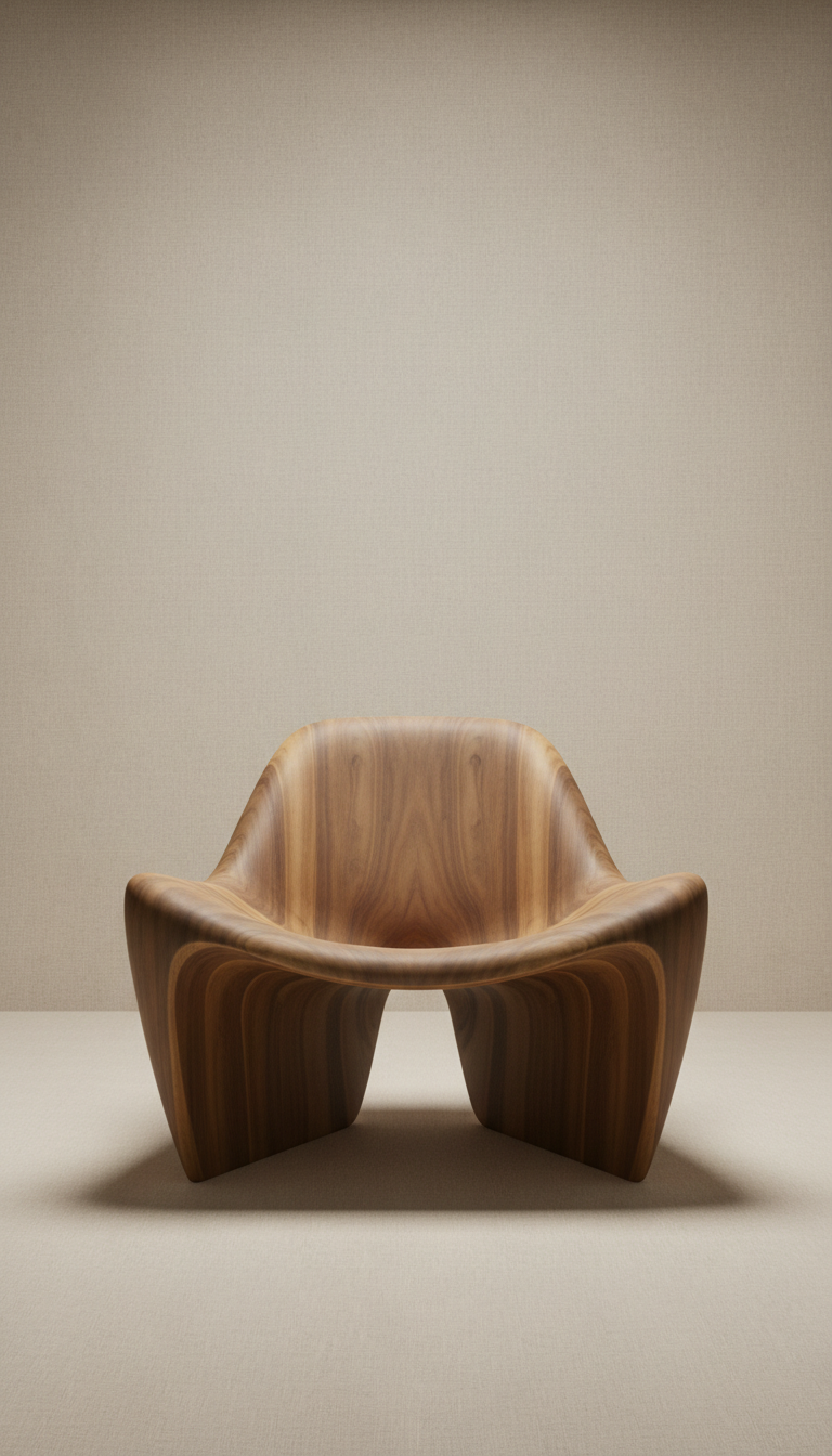 Sculptural Walnut Lounge Chair