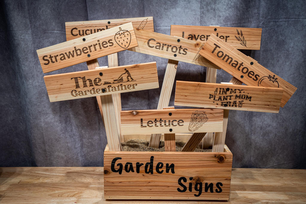 Wooden Garden Sign – Engraved Outdoor Plant Marker