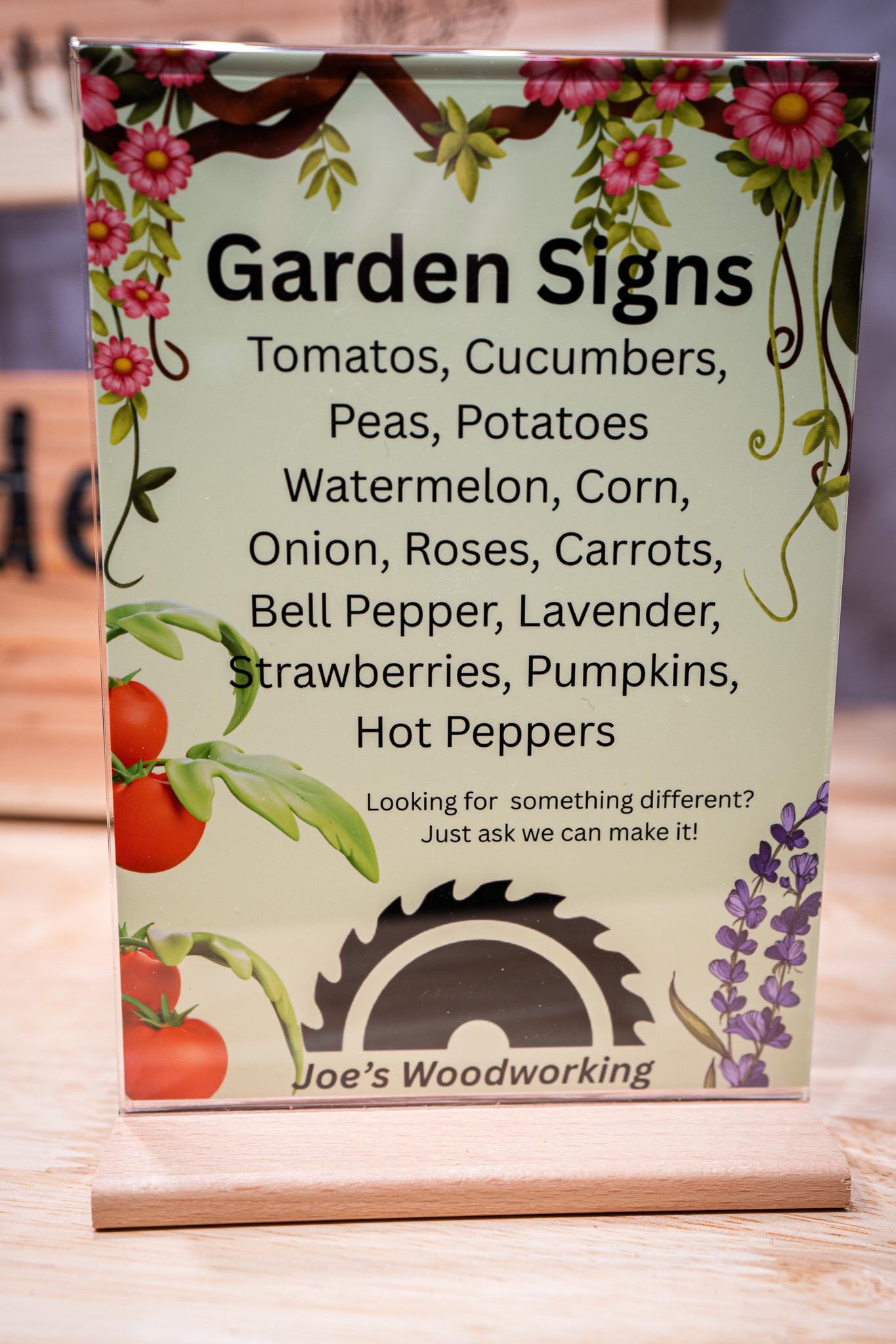Wooden Garden Sign – Engraved Outdoor Plant Marker