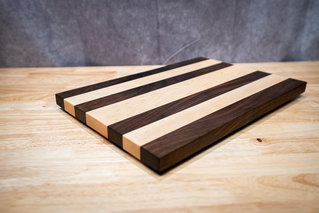 Handcrafted Walnut & Maple Cutting Board – High End Wood Kitchen Board, Charcuterie